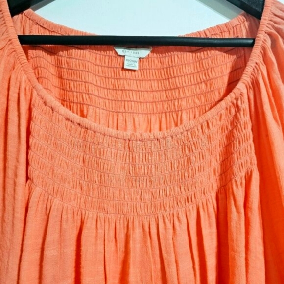 EST. 1946 Women's 18/20W Pink/Coral On/Off The Shoulder Bell Sleeves Peasant Top - Picture 7 of 8